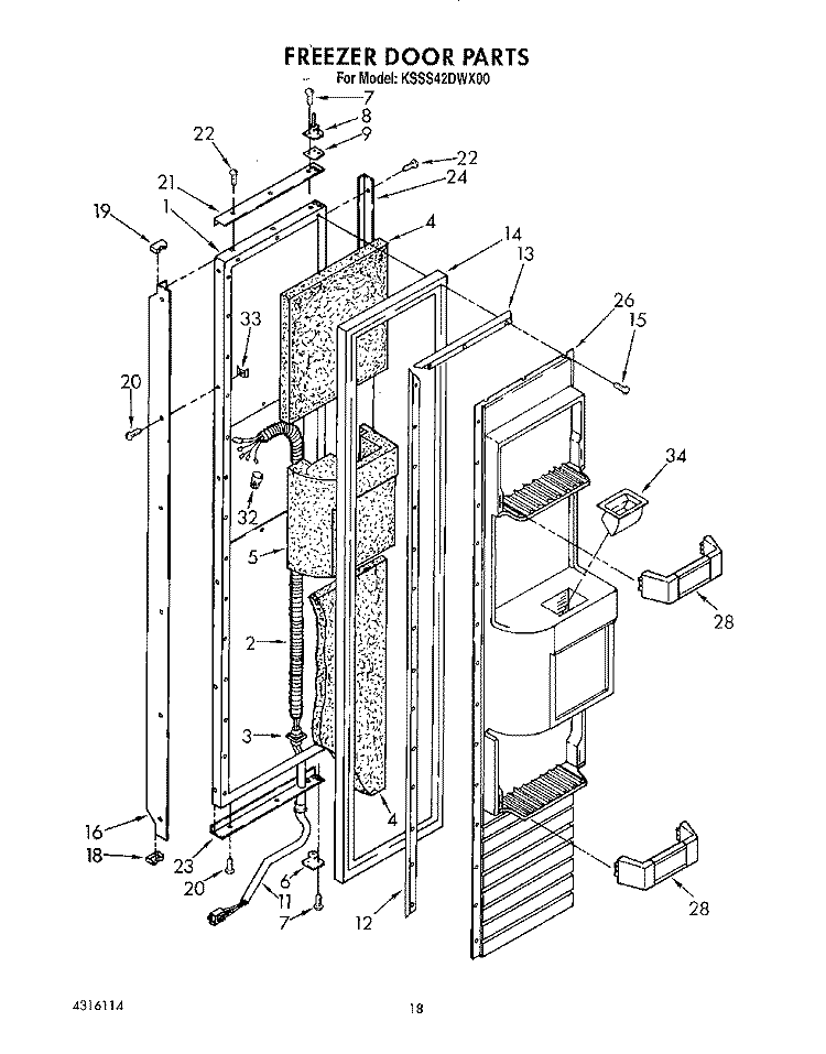 FREEZER DOOR Diagram and Parts List for KSSS42DWX00  KitchenAid Refrigerator
