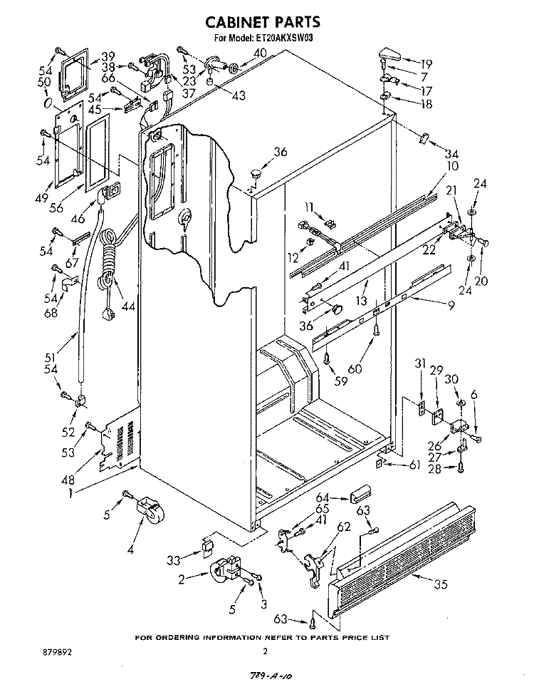 CABINET Diagram and Parts List for ET20AKXSW03  Whirlpool Refrigerator
