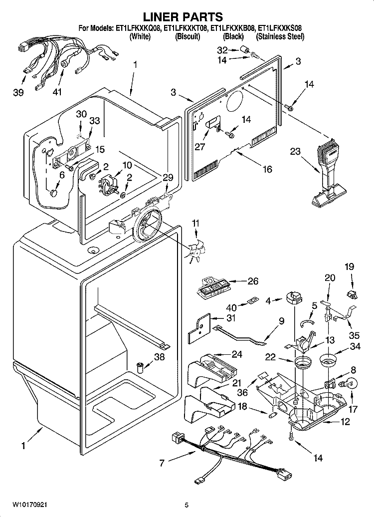 LINER PARTS Diagram and Parts List for ET1LFKXKQ08  Whirlpool Refrigerator
