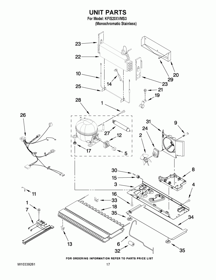 UNIT PARTS Diagram and Parts List for KFIS20XVMS3  KitchenAid Refrigerator