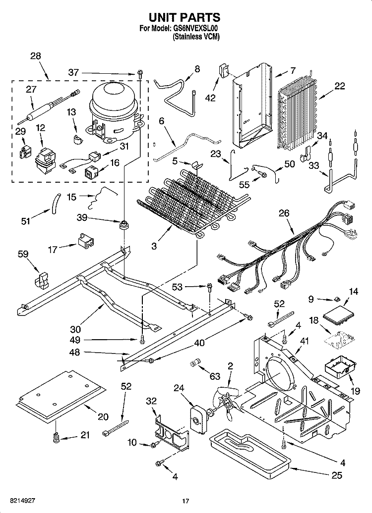 UNIT PARTS Diagram and Parts List for GS6NVEXSL00  Whirlpool Refrigerator