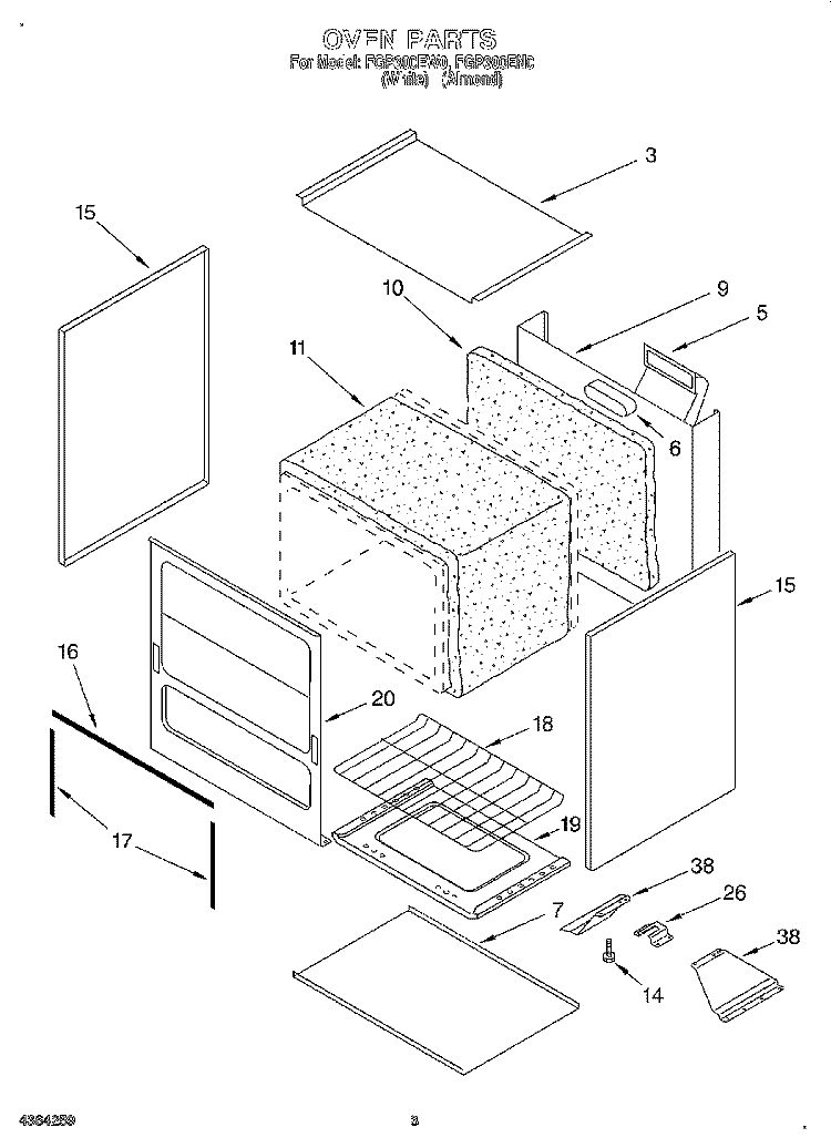 OVEN Diagram and Parts List for FGP300EW0  Roper Range