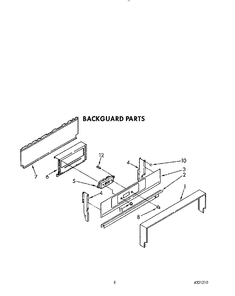 BACKGUARD Diagram and Parts List for SF310PEWW3  Whirlpool Range