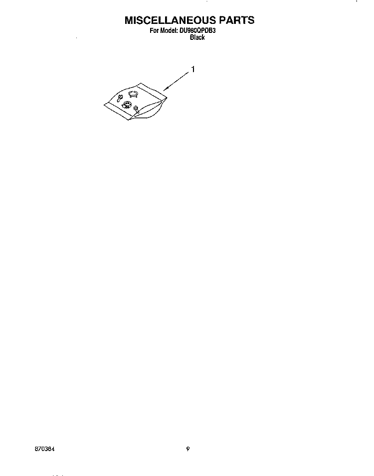 MISCELLANEOUS, LIT/OPTIONAL Diagram and Parts List for DU980QPDB3  Whirlpool Dishwasher