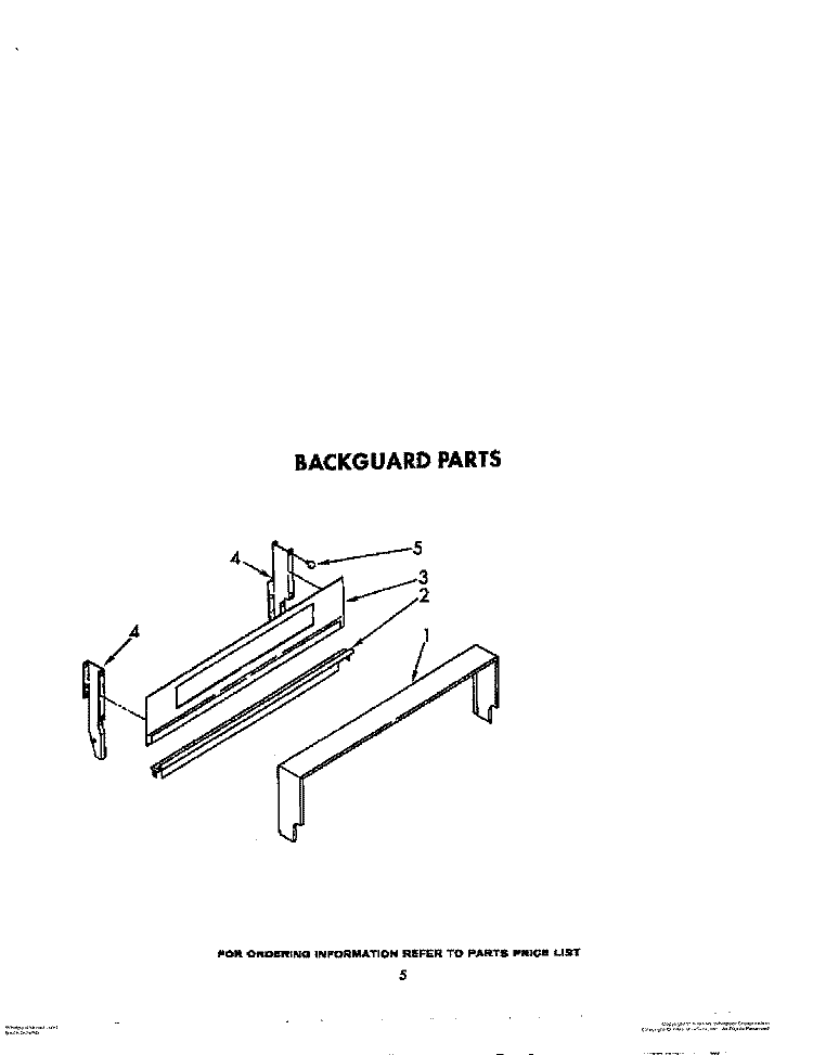 BACKGUARD Diagram and Parts List for SF302BSWW1  Whirlpool Range