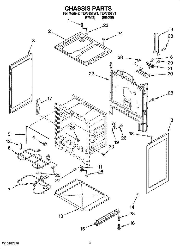 CHASSIS PARTS Diagram and Parts List for TEP315TV1  Estate Range