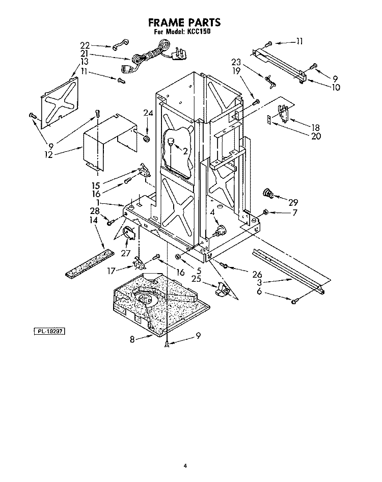FRAME (KCC150) Diagram and Parts List for KCC150  KitchenAid Trash Compactor