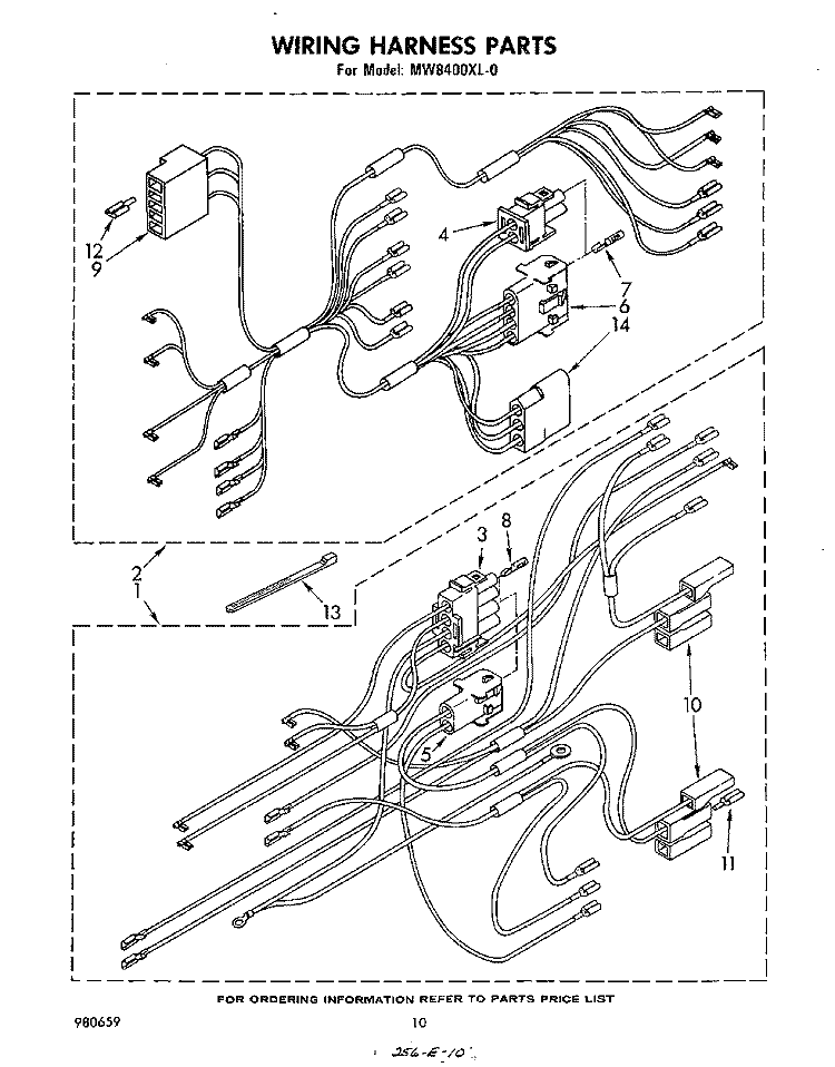 WIRING HARNESS , LIT/OPTIONAL Diagram and Parts List for MW8400XL0  Whirlpool Microwave