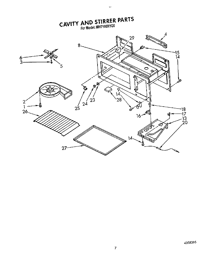 CAVITY AND STIRRER Diagram and Parts List for MH7100XYB0  Whirlpool Microwave