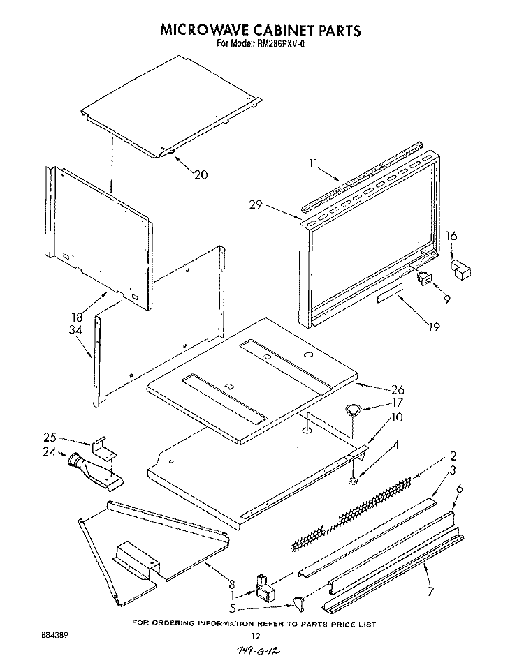 CABINET , LITERATURE AND OPTIONAL Diagram and Parts List for RM286PXV0  Whirlpool Microwave Oven Combo