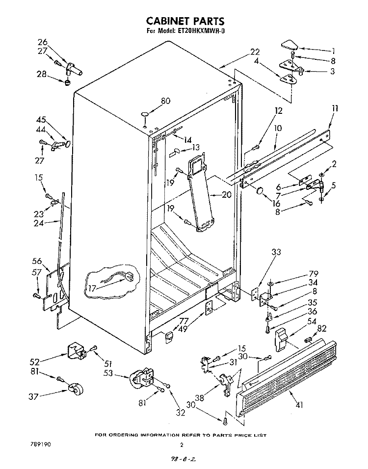 CABINET Diagram and Parts List for ET20HKXMWR0  Whirlpool Refrigerator