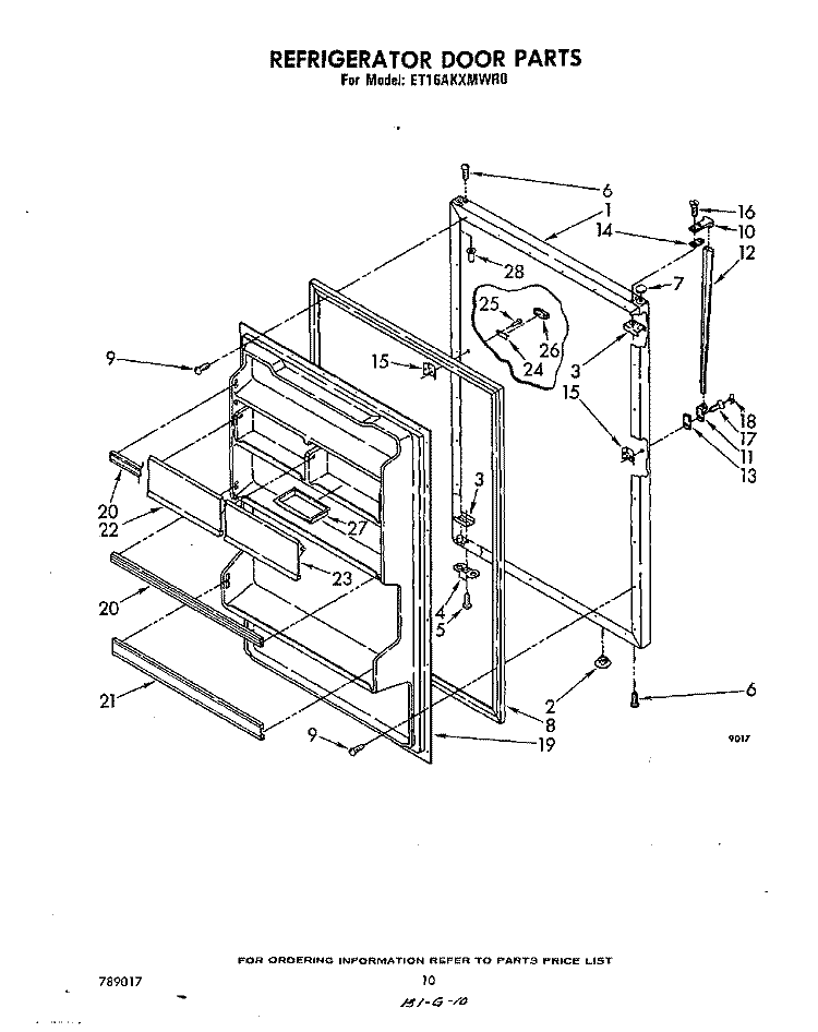 REFRIGERATOR DOOR, MISCELLANEOUS Diagram and Parts List for ET16AKXMWR0  Whirlpool Refrigerator