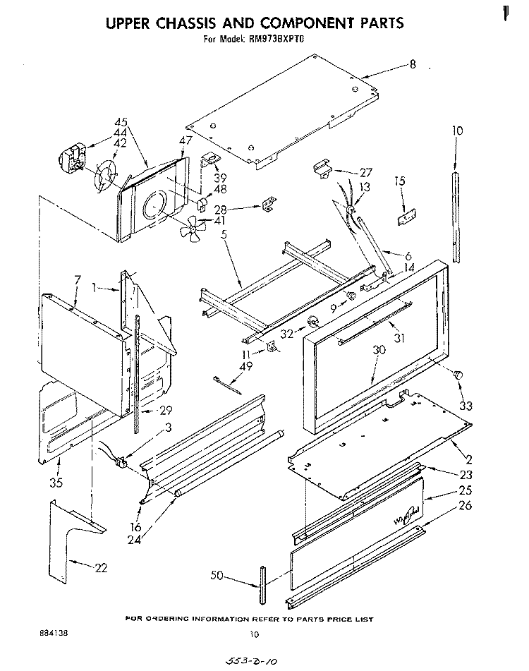 UPPER CHASSIS AND COMPONENT Diagram and Parts List for RM973BXPT0  Whirlpool Microwave Oven Combo