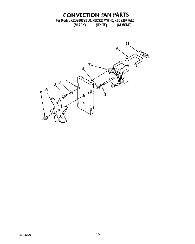CONVECTION FAN Diagram and Parts List for KEDS207YAL0  KitchenAid Range