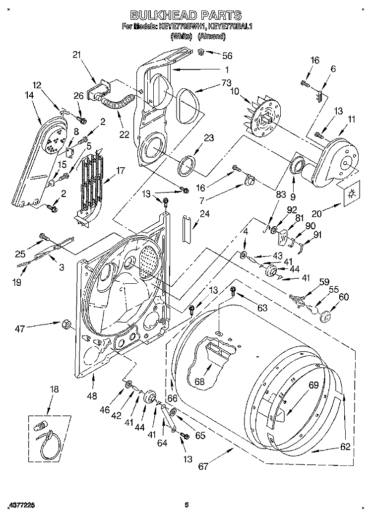 SECTION Diagram and Parts List for KEYE770BWH1  KitchenAid Dryer