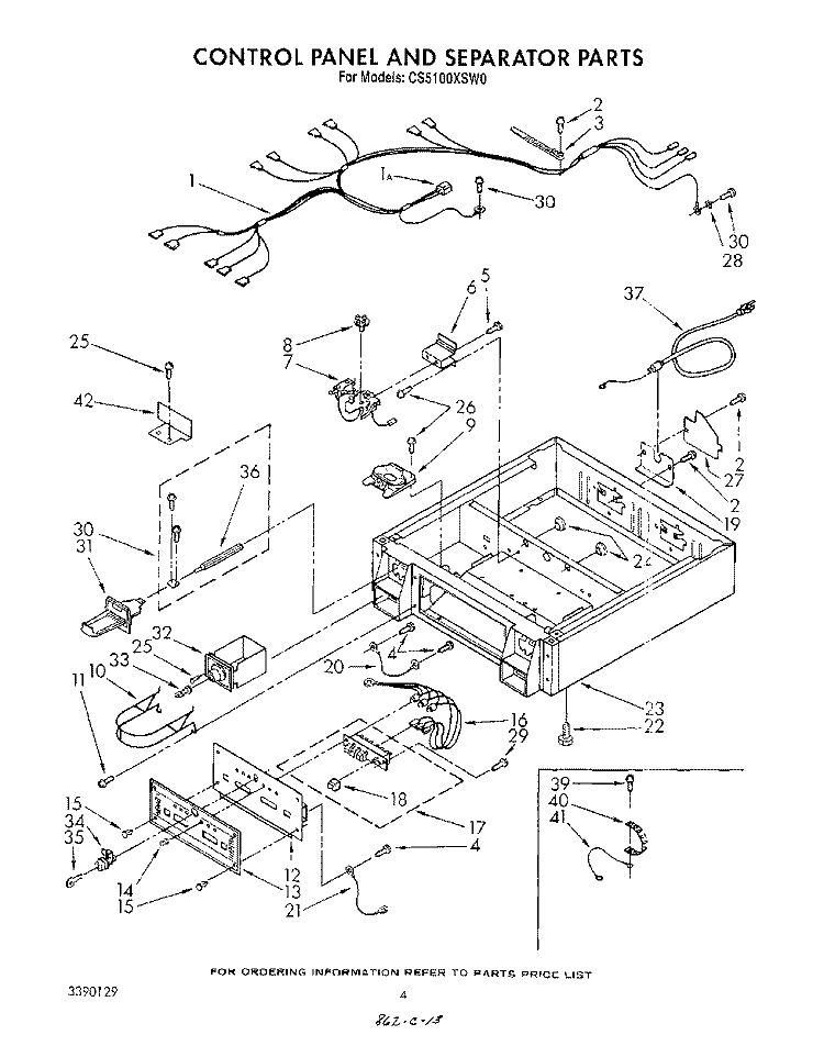 CONTROL PANEL AND SEPARATOR Diagram and Parts List for CS5100XSW0  Whirlpool Dryer
