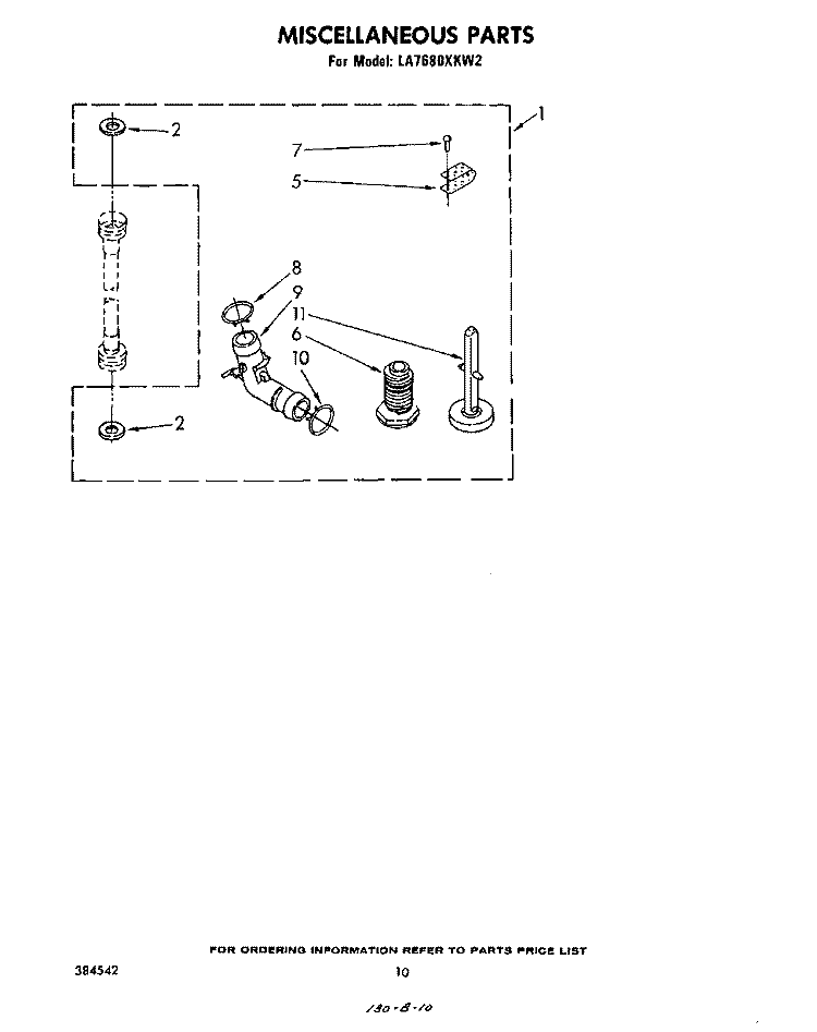 MISCELLANEOUS, LITERATURE AND OPTIONAL Diagram and Parts List for LA7680XKW2  Whirlpool Washer