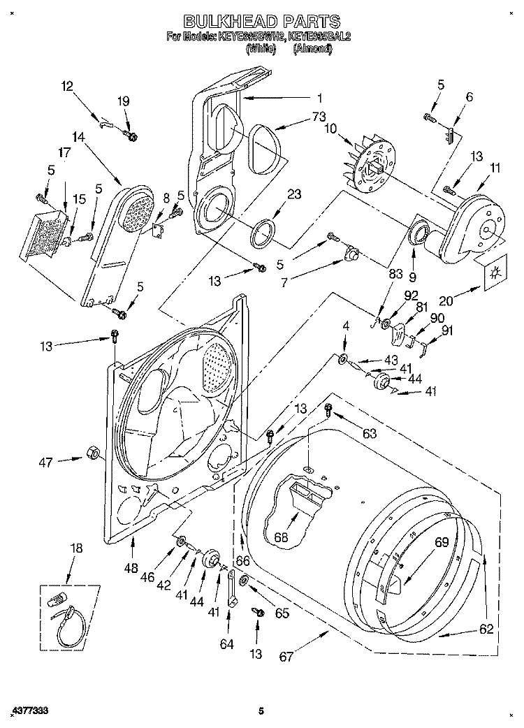 SECTION Diagram and Parts List for KEYE665BWH2  KitchenAid Dryer