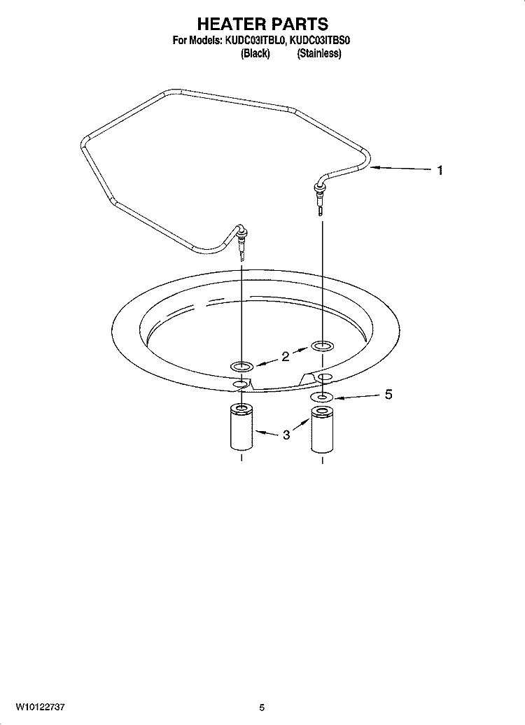 HEATER PARTS Diagram and Parts List for KUDC03ITBS0  KitchenAid Dishwasher