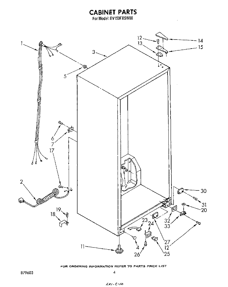 CABINET Diagram and Parts List for EV150FXSW00  Whirlpool Freezer