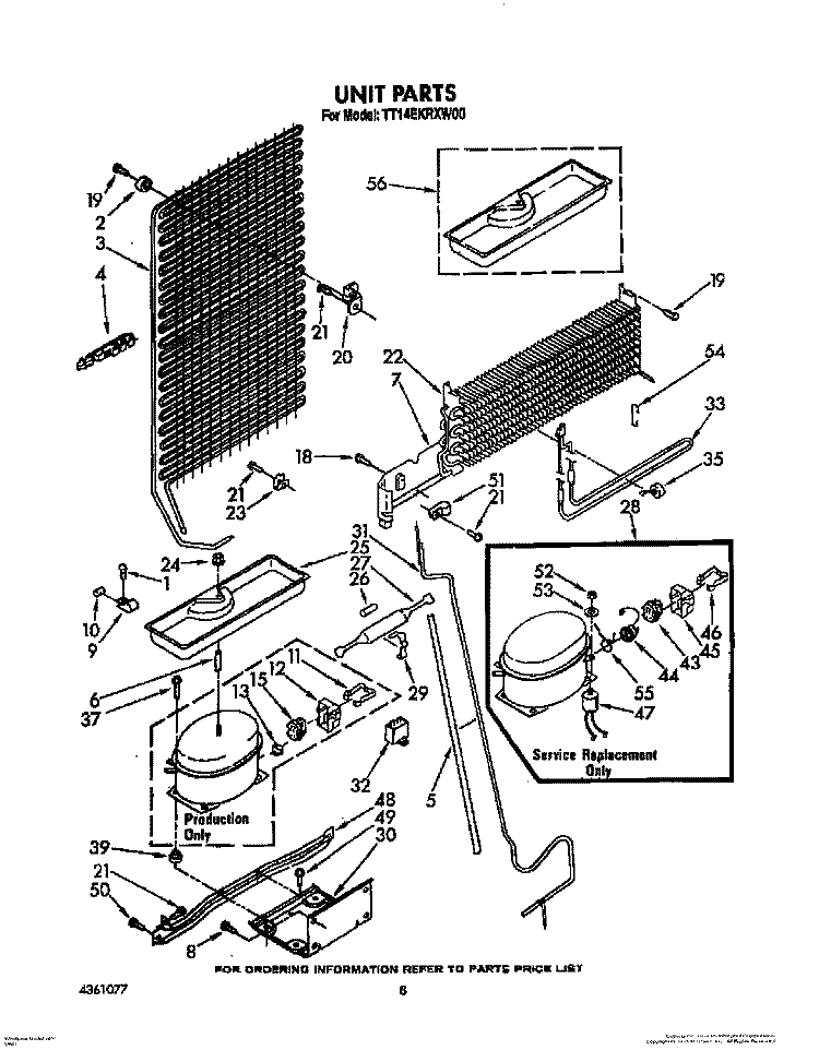 UNIT Diagram and Parts List for TT14EKRXW00  Estate Refrigerator