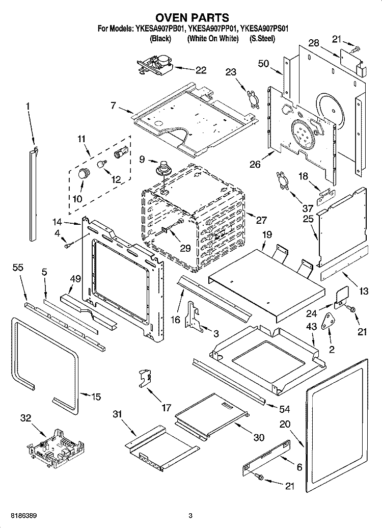 OVEN PARTS Diagram and Parts List for YKESA907PP01  KitchenAid Range