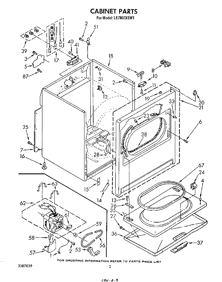 SECTION Diagram and Parts List for LE7800XSW1  Whirlpool Dryer