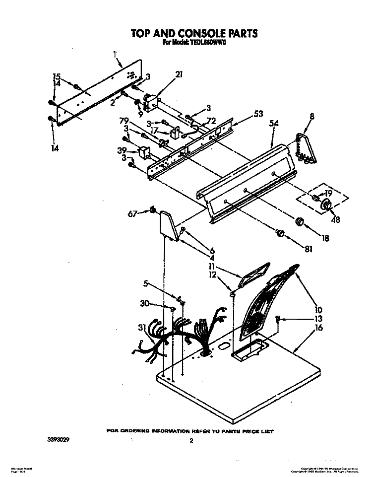 SECTION Diagram and Parts List for TEDL660WN0  Whirlpool Dryer