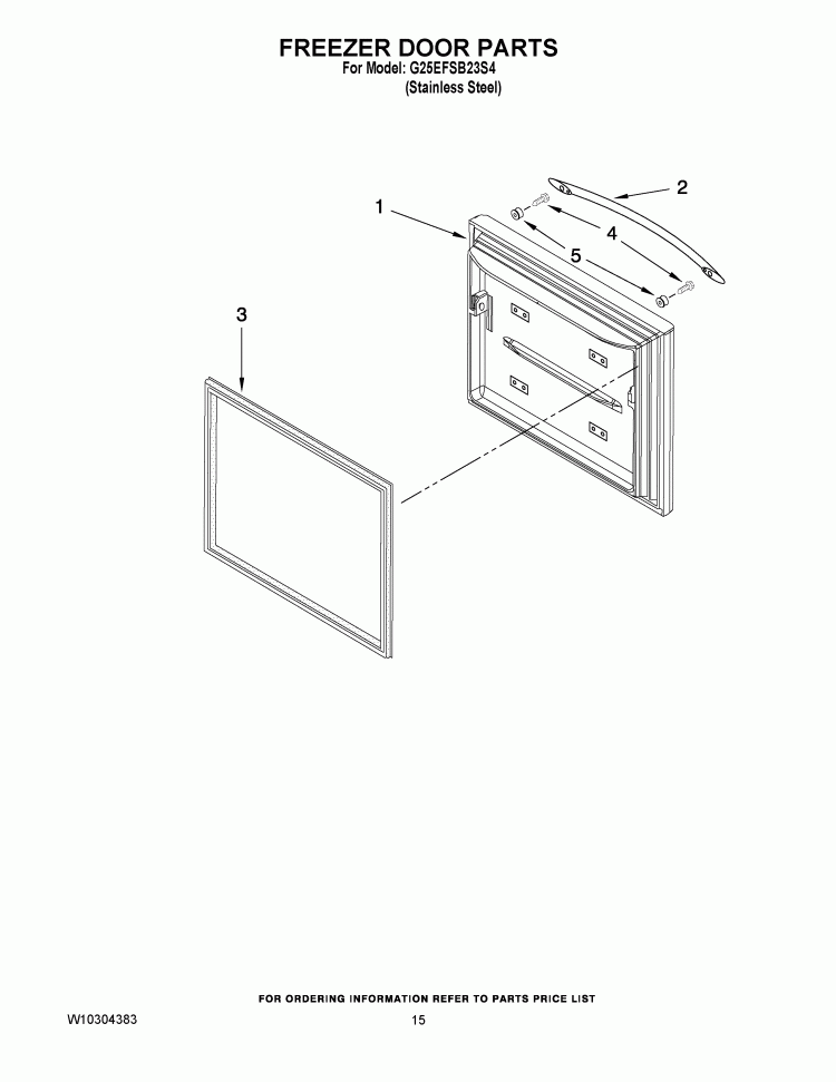 FREEZER DOOR PARTS Diagram and Parts List for G25EFSB23S4  Whirlpool Refrigerator