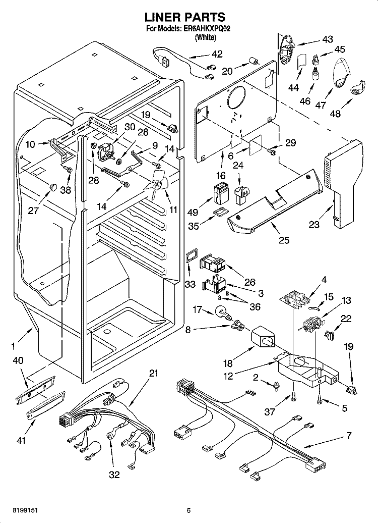 LINER PARTS Diagram and Parts List for ER6AHKXPQ02  Whirlpool Refrigerator