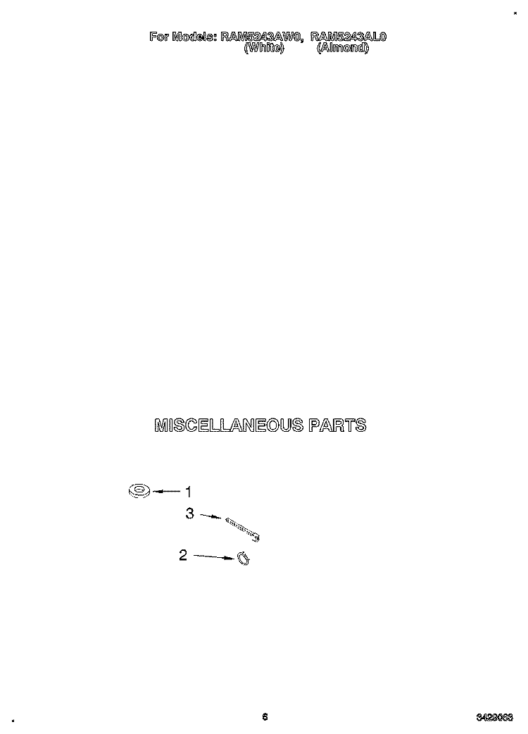 MISCELLANEOUS Diagram and Parts List for RAM5243AL0  Whirlpool Washer