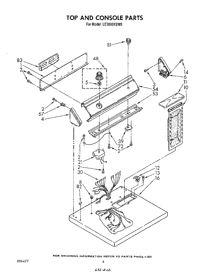 SECTION Diagram and Parts List for LE3000XSW0  Whirlpool Dryer