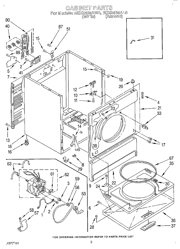 SECTION Diagram and Parts List for REX5636AL0  Roper Dryer