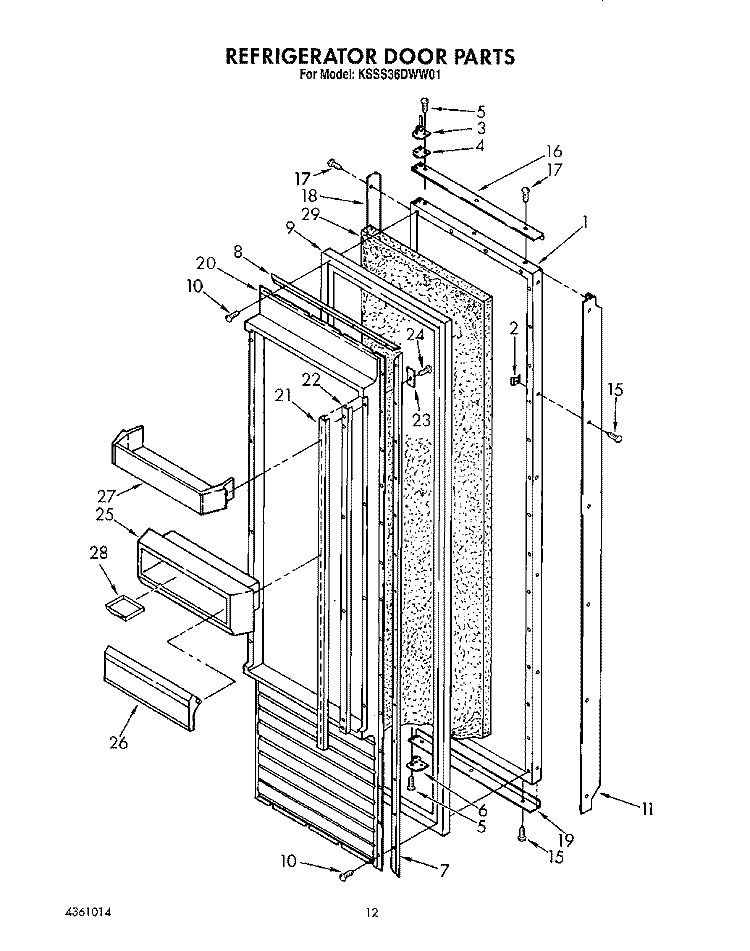 REFRIGERATOR DOOR Diagram and Parts List for KSSS36DWW01  KitchenAid Refrigerator