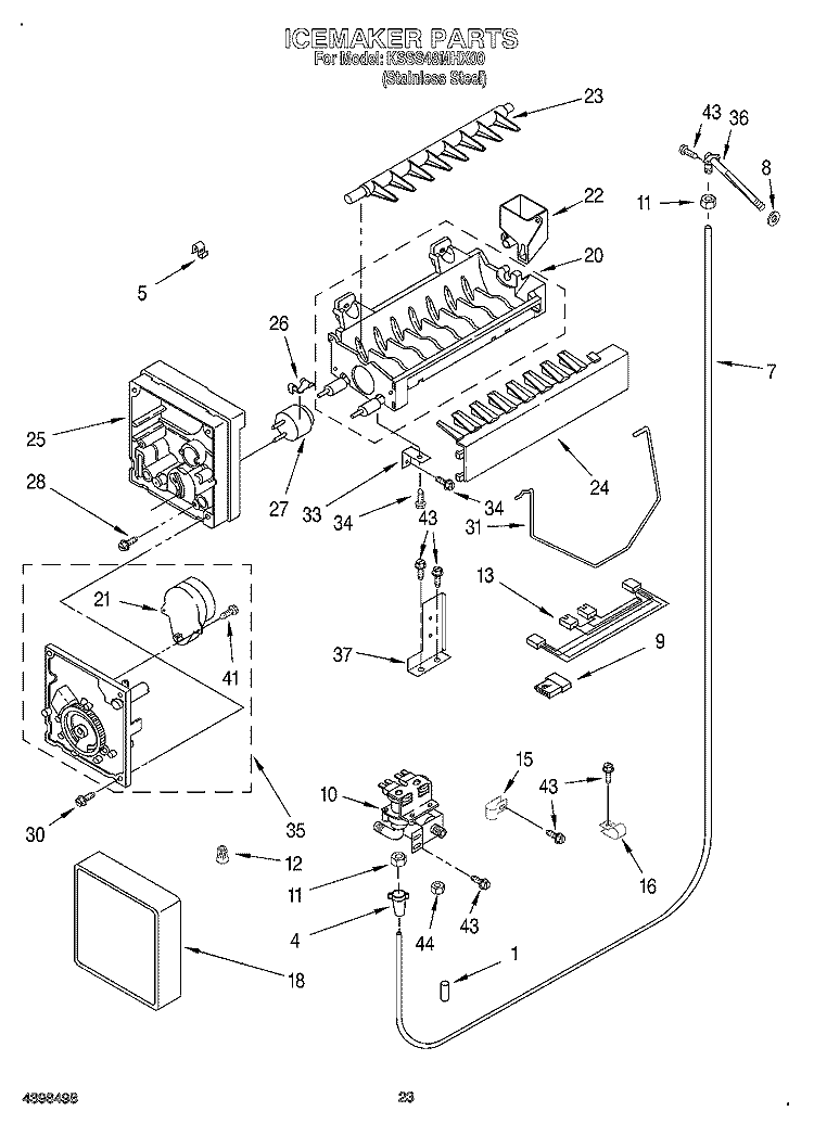 ICE MAKER Diagram and Parts List for KSSS48MHX00  KitchenAid Refrigerator