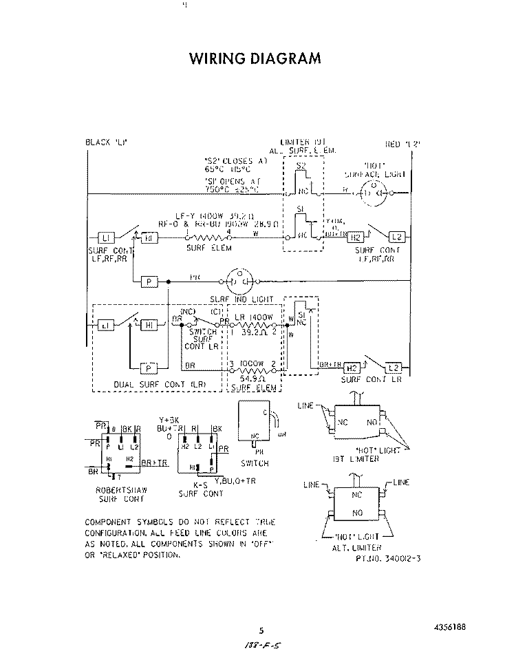 WIRING DIAGRAM Diagram and Parts List for C3408B0  Roper Range