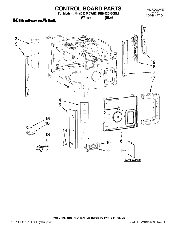 CONTROL BOARD PARTS Diagram and Parts List for KHMS2056SBL2  KitchenAid Microwave