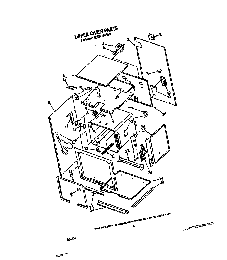 UPPER OVEN Diagram and Parts List for KEBS276WBL0  KitchenAid Wall Oven