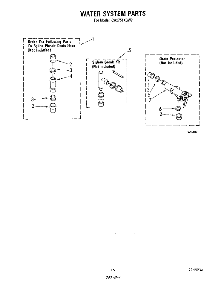 WATER SYSTEM Diagram and Parts List for CA2751XSW2  Whirlpool Washer