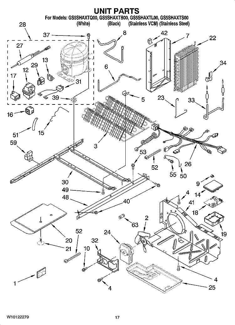 UNIT PARTS Diagram and Parts List for GS5SHAXTB00  Whirlpool Refrigerator