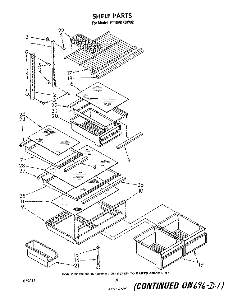 SHELF Diagram and Parts List for ET18PKXSW02  Whirlpool Refrigerator
