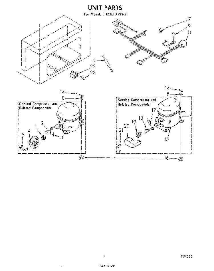 SECTION Diagram and Parts List for EH23EFXPW2  Whirlpool Freezer