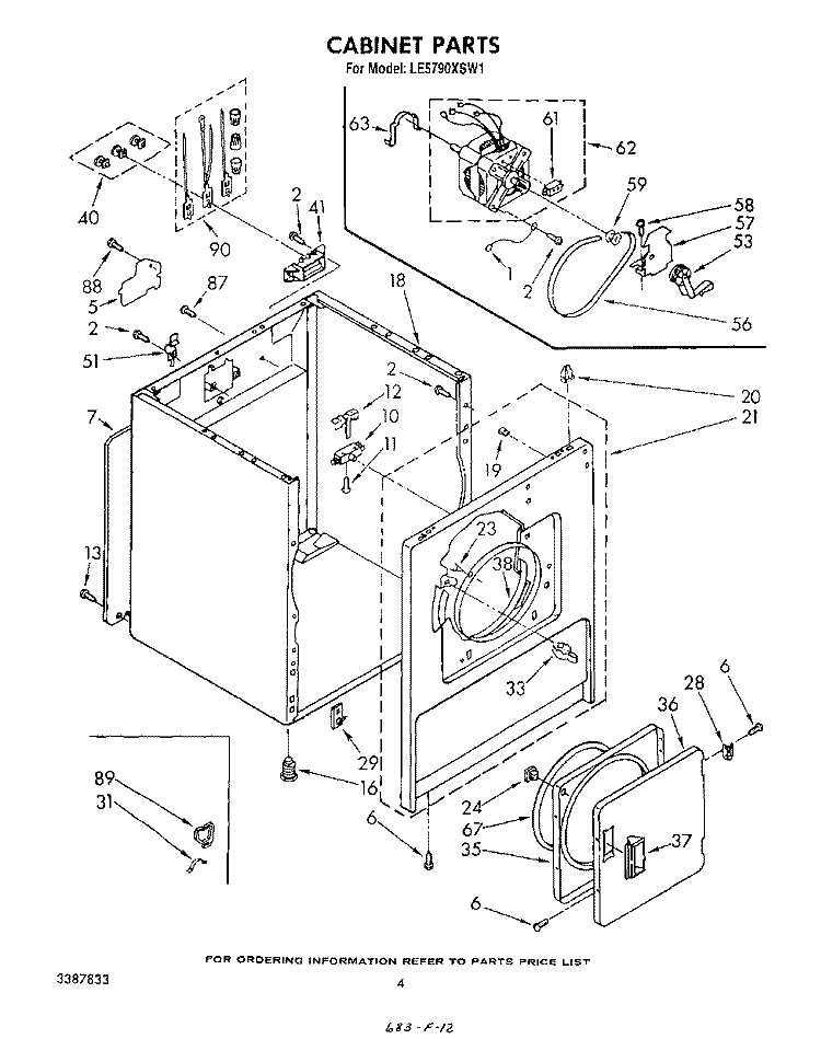 SECTION Diagram and Parts List for LE5790XSW1  Whirlpool Dryer