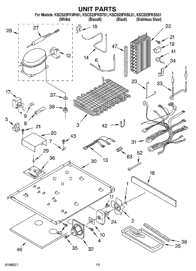 UNIT PARTS Diagram and Parts List for KSCS25FKSS01  KitchenAid Refrigerator