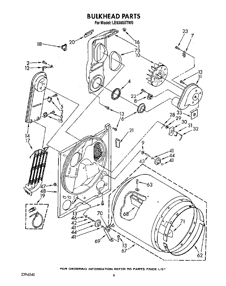 SECTION Diagram and Parts List for LE9380XTW0  Whirlpool Dryer