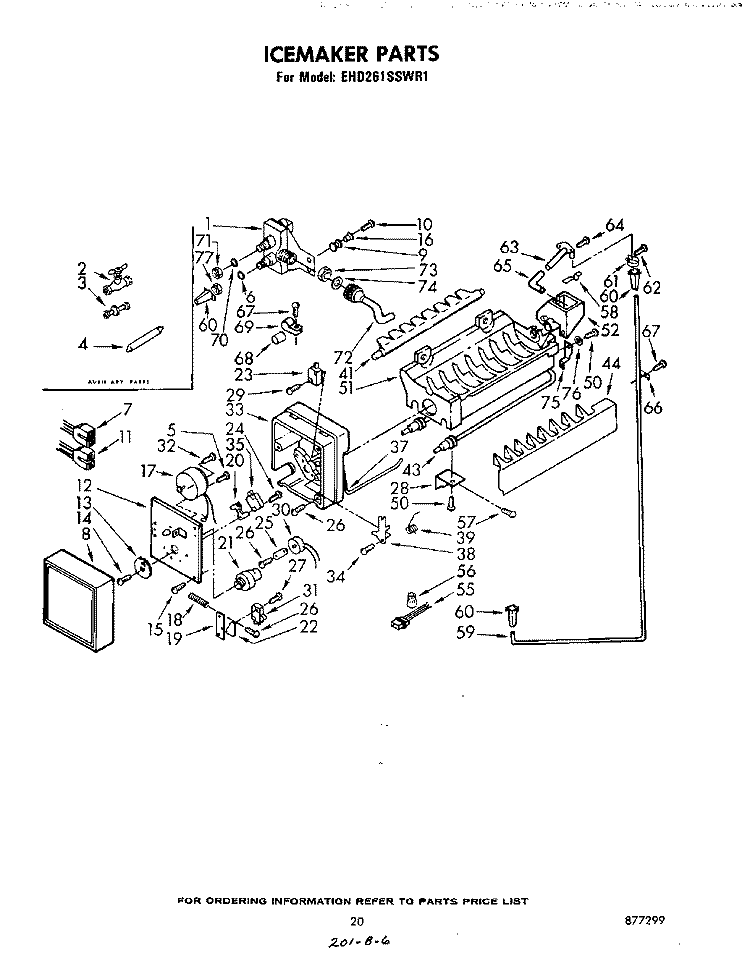 ICE MAKER Diagram and Parts List for EHD261SSWR1  Whirlpool Refrigerator