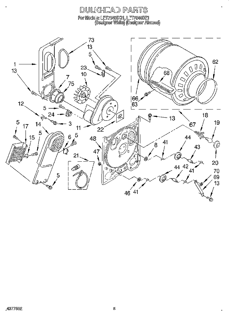 SECTION Diagram and Parts List for LET7646DQ1  Whirlpool Dryer