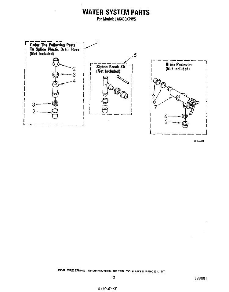 WATER SYSTEM Diagram and Parts List for LA6400XPW5  Whirlpool Washer