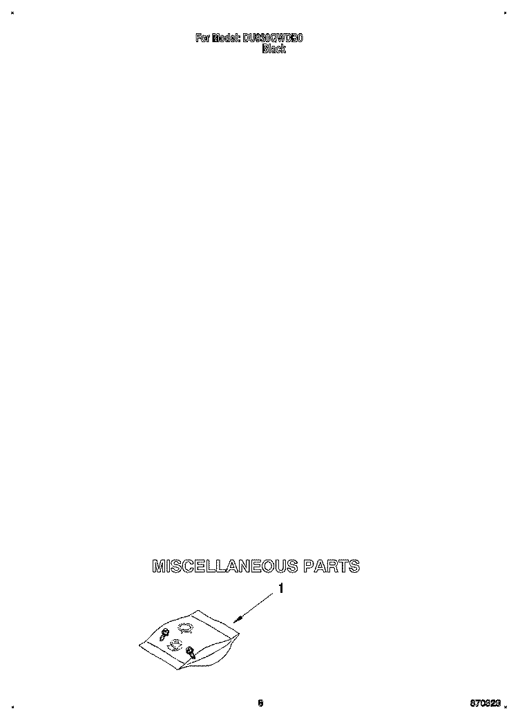 MISCELLANEOUS Diagram and Parts List for DU930QWDB0  Whirlpool Dishwasher