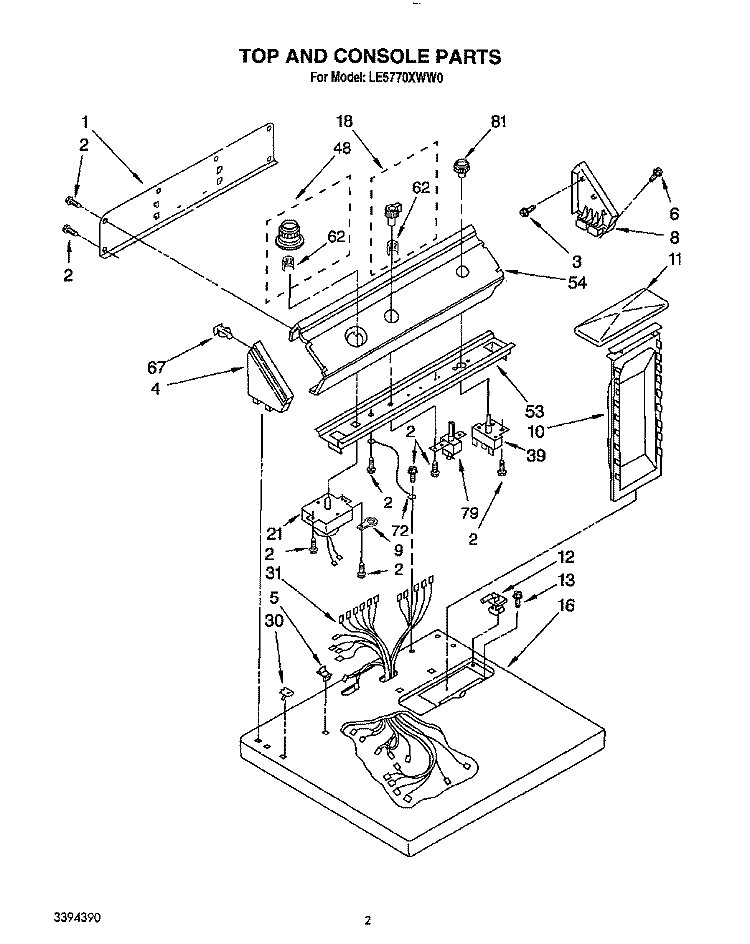 SECTION Diagram and Parts List for LE5770XWW0  Whirlpool Dryer